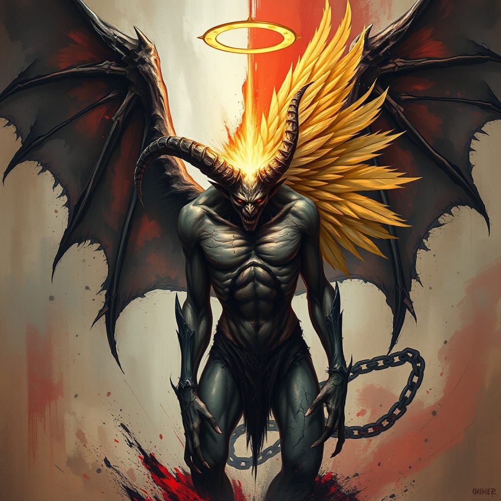 Tormented Demon's Metamorphosis into Angelic Being