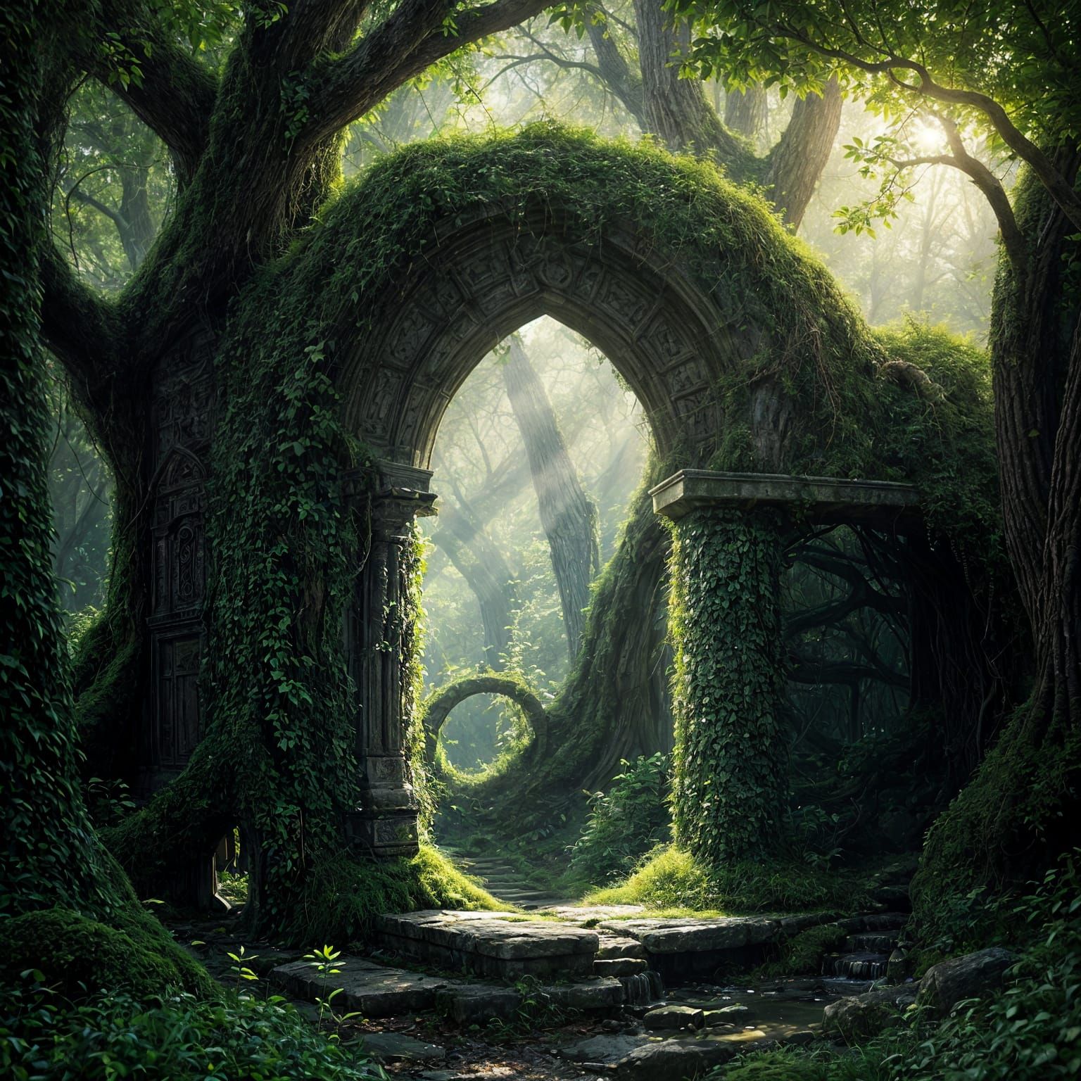 Enchanted Forest Archway with Dreamlike Glow