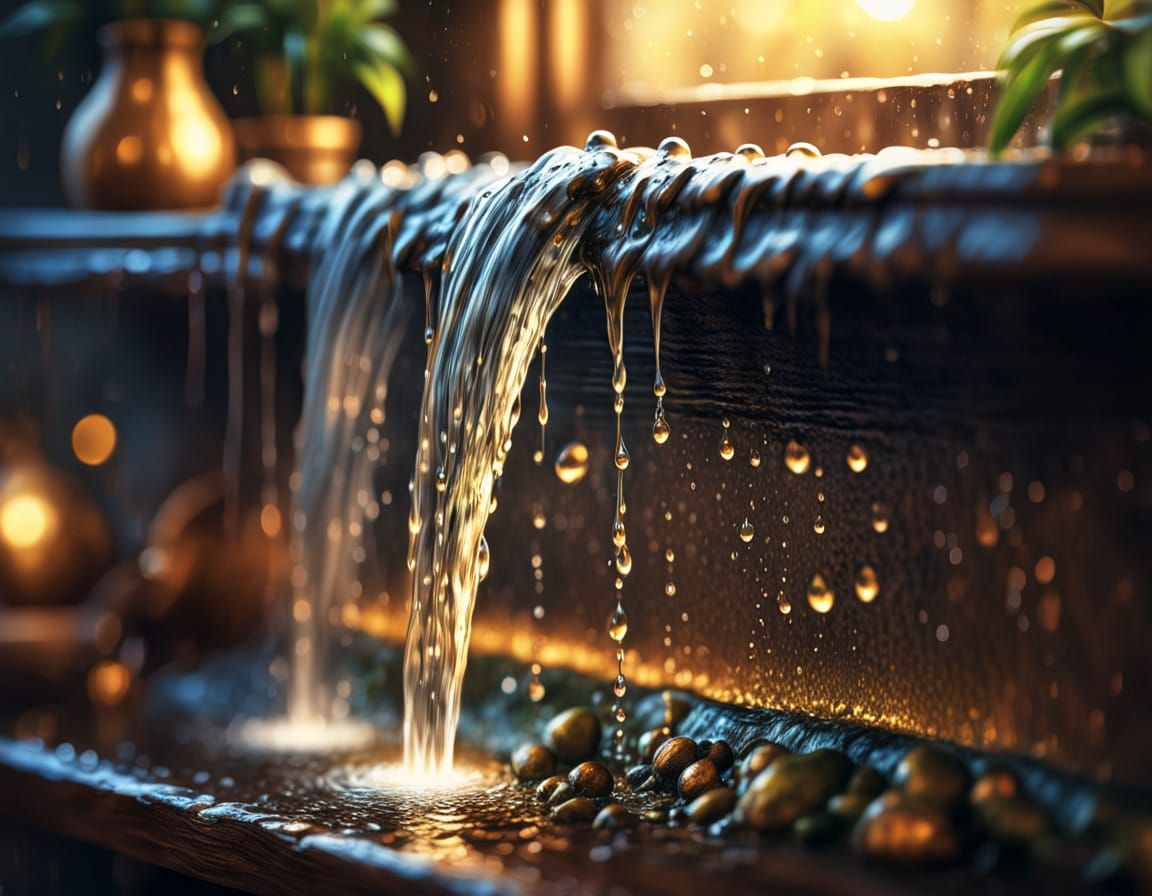 Shelf Waterfall in Vibrant Oil Painting Style