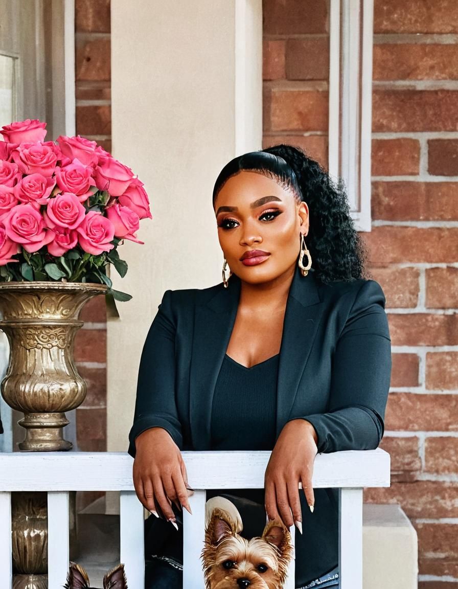 Cowboy Portrait with Yorkies in Art Nouveau Style