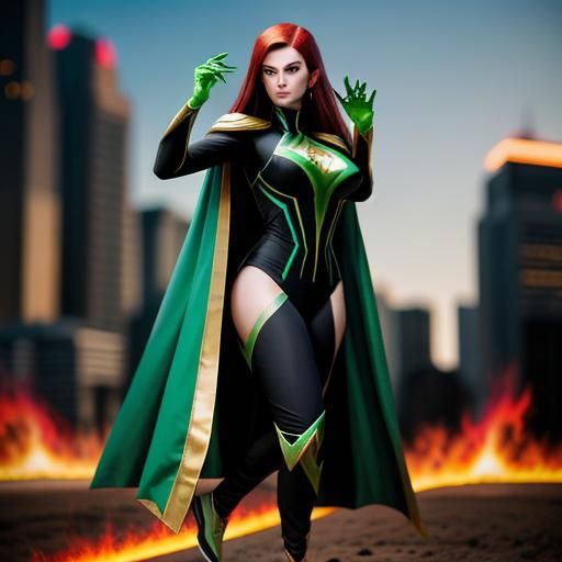 Romulan Super Saiyan Girl in Flaming Suit