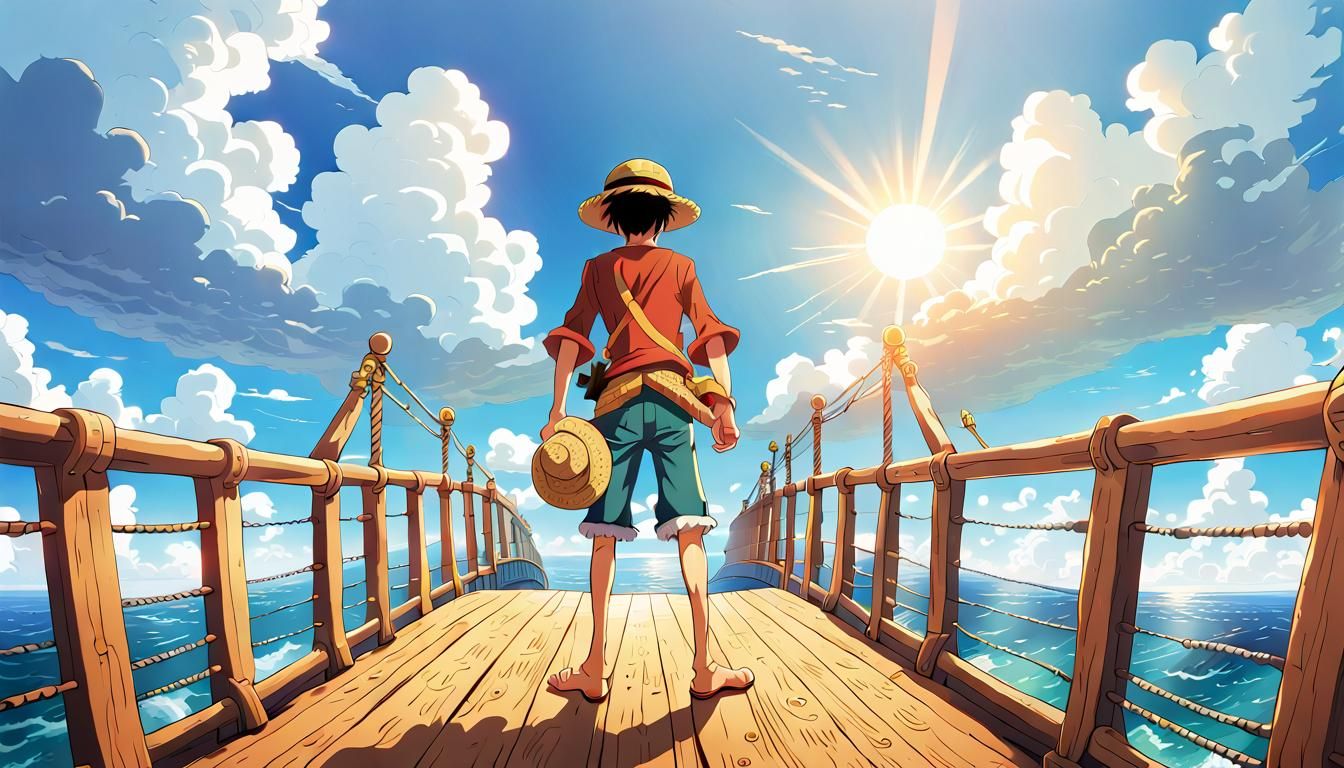 Luffy on the Thousand Sunny: Ghibli-Inspired Anime