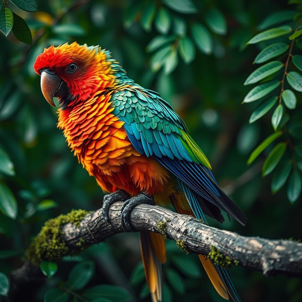Colorful Parrot in Dreamlike Abstract Style