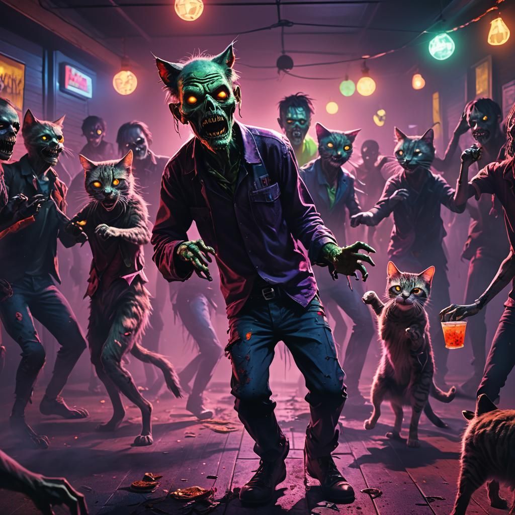 Zombie Dance Party: Hyper-Realistic Digital Art