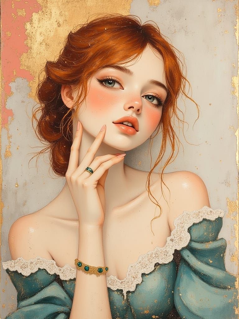 Dreamy Portrait of a Young Woman in Impressionist Style