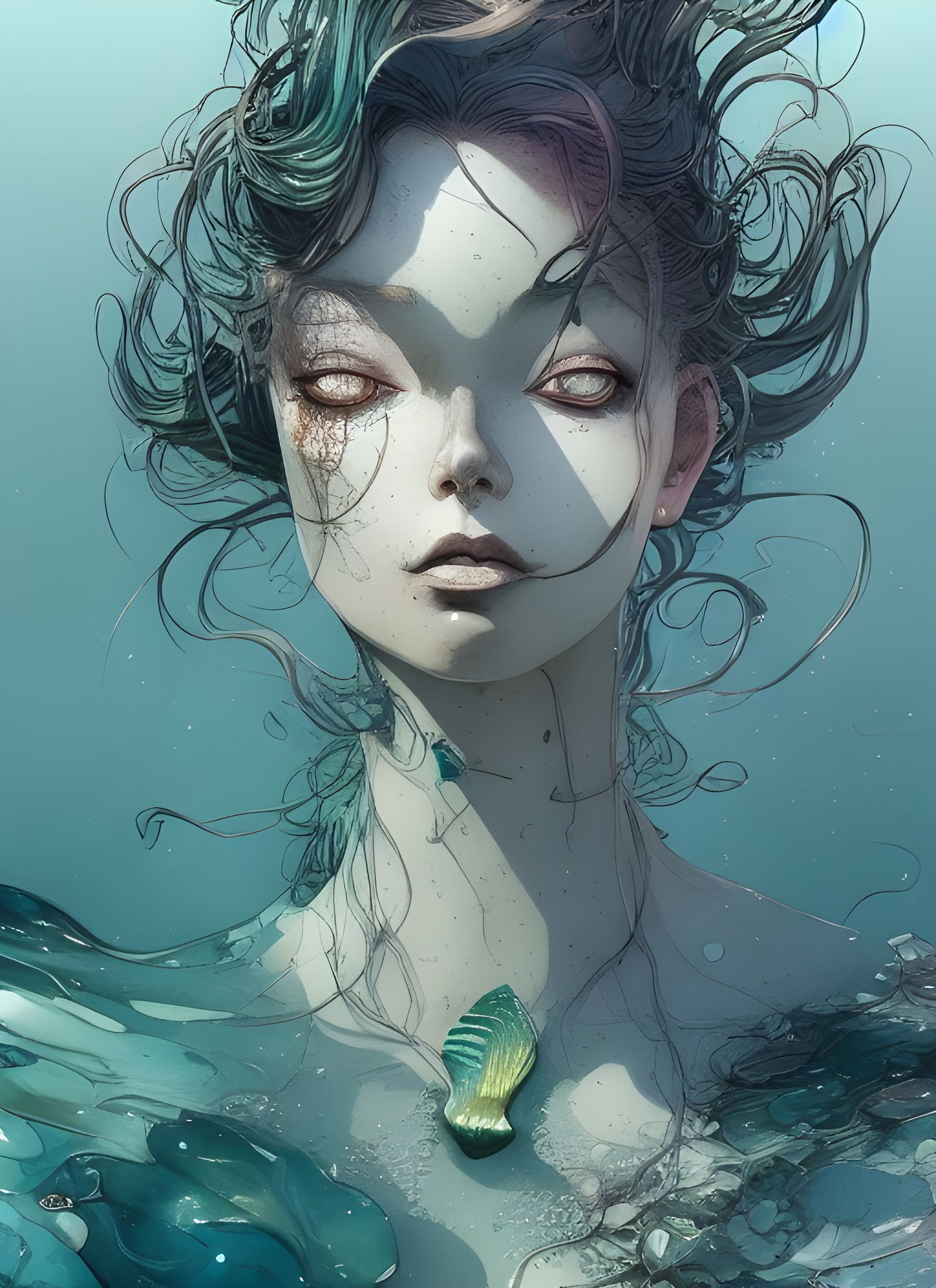 Mermaid Metamorphosis: Digital Watercolor Illustration
