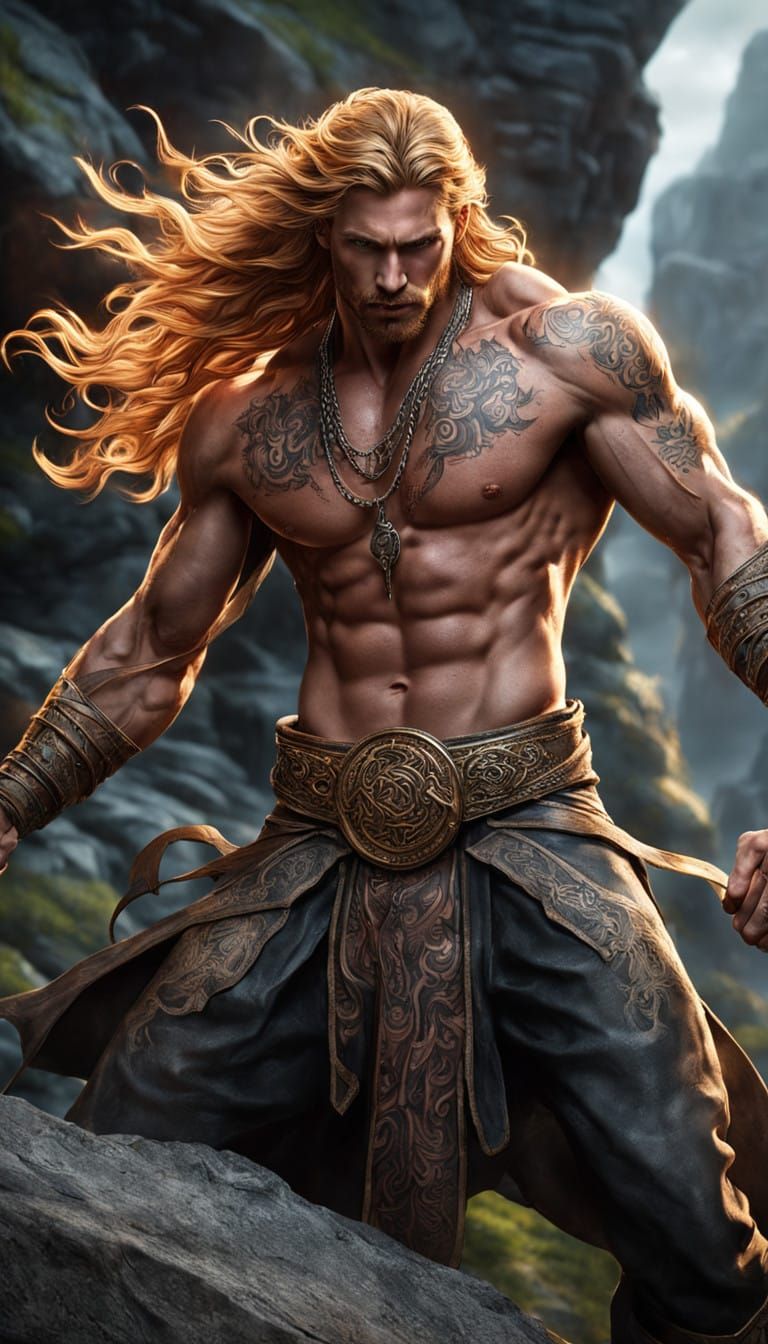 Chiseled Celtic Warrior Stands Proud