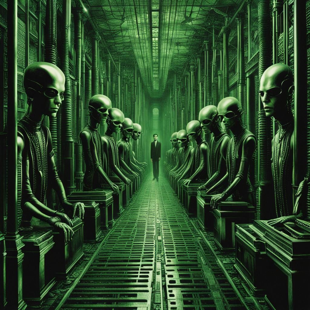 Neo in the Matrix, H.R. Giger Style