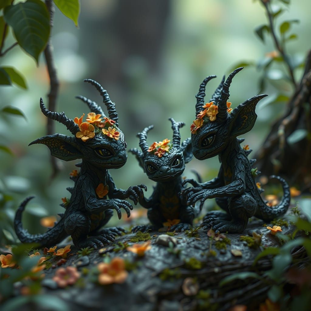 Whimsical Bark Beings in Earthy Bloom