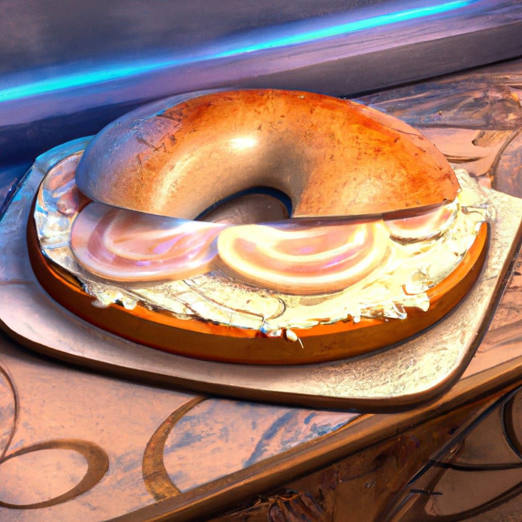 Surreal Bagel Scene in Vivid Fantasy Colors