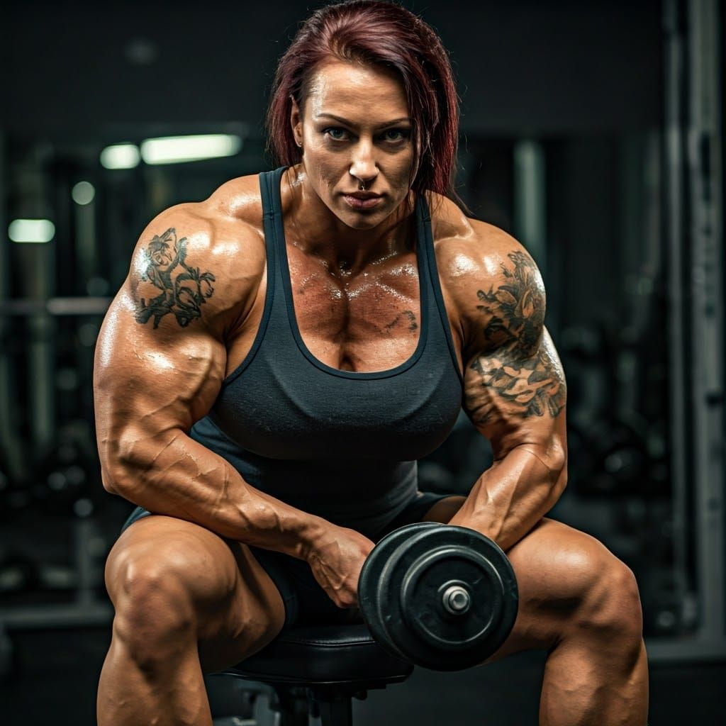 Muscular Woman in the Gym