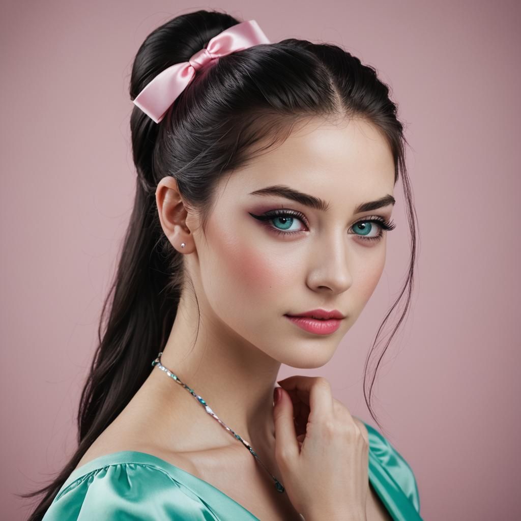 Beautiful Girl with Black Hair in Hyperrealistic Style