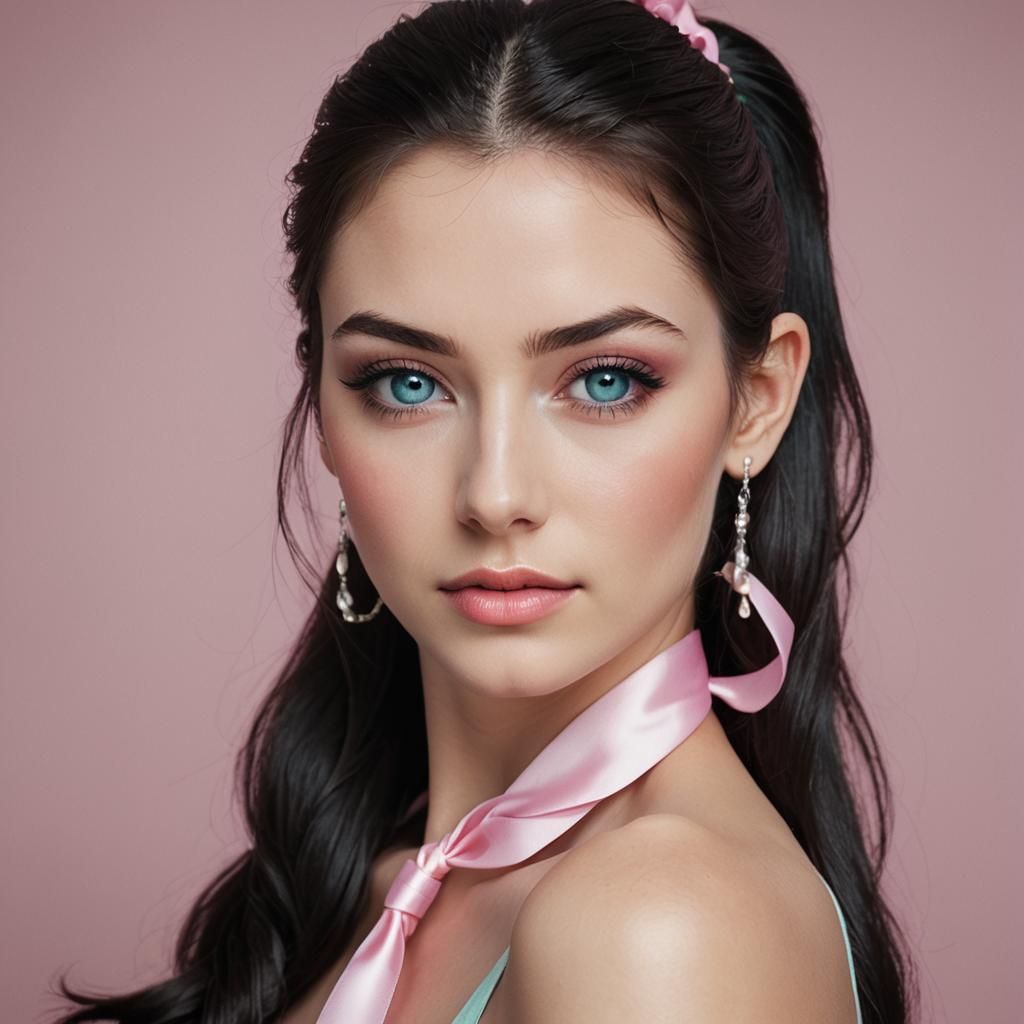 Beautiful Girl with Black Hair in Hyperrealistic Style