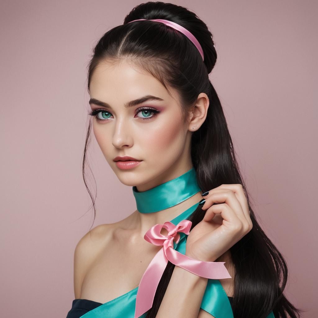 Fair-Skinned Beauty with Black Hair in Hyperrealistic Style