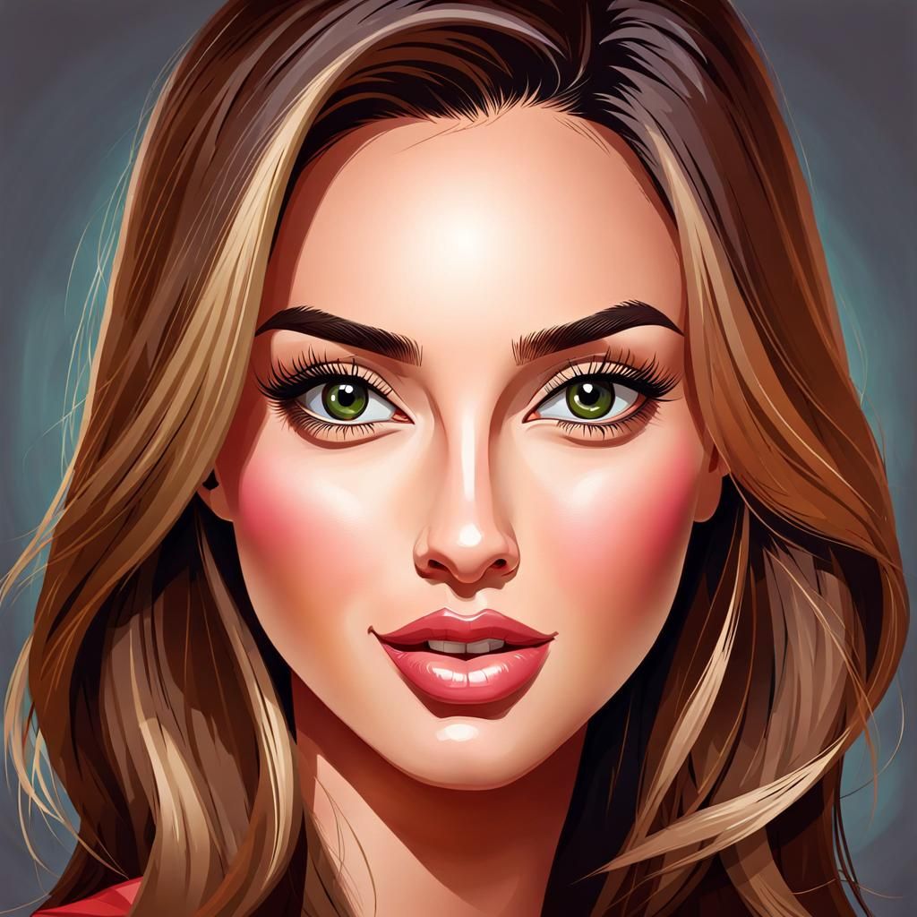 Beautiful Woman Cartoon Portrait
