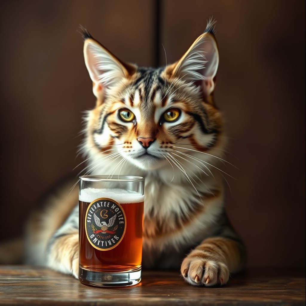 Elderly Feline Savoring Ale