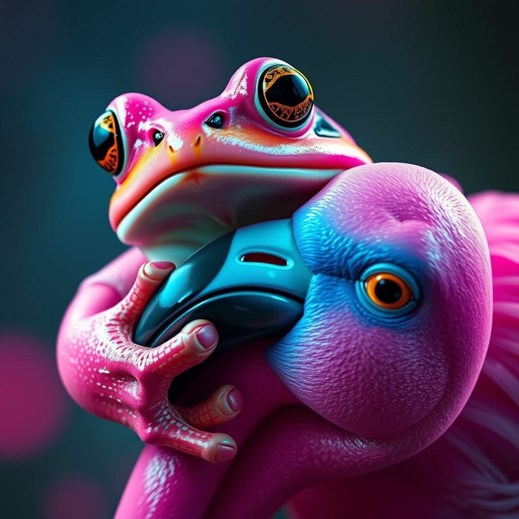 Toad vs Flamingo: A Vibrant, Dynamic Portrait