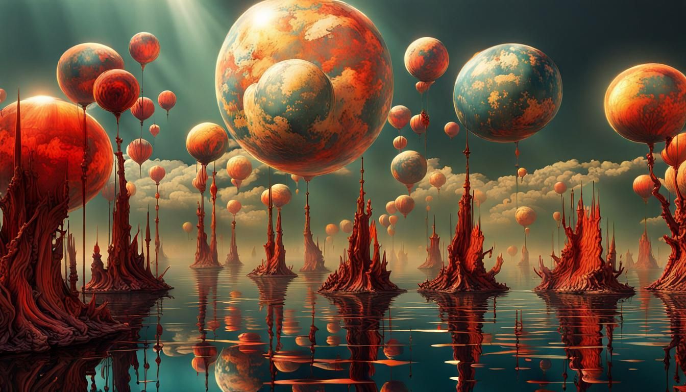 Abstract Opera Singers in Magical Realism Style