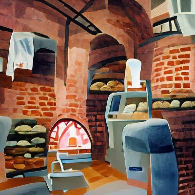 Minimalist Brick Oven Bakery in Gouache Style