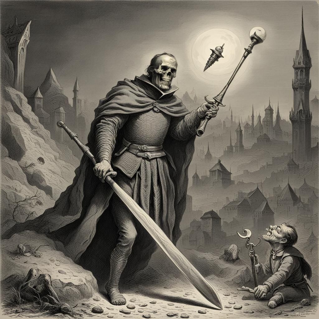 Warrior Tooth with Drill in a Dramatic Style