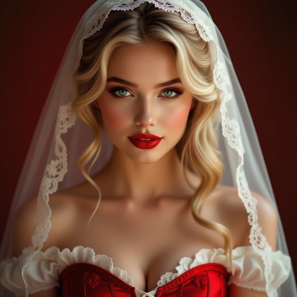 Red Bride Portrait in Cinematic Style