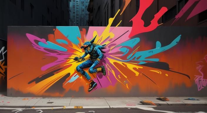 Graffiti Artist in Melting Cityscape: Digital Matte Painting