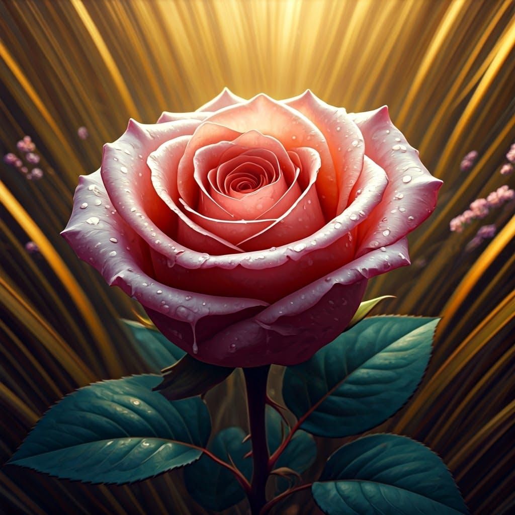 Melting Rose in Field, Photorealistic Digital Art