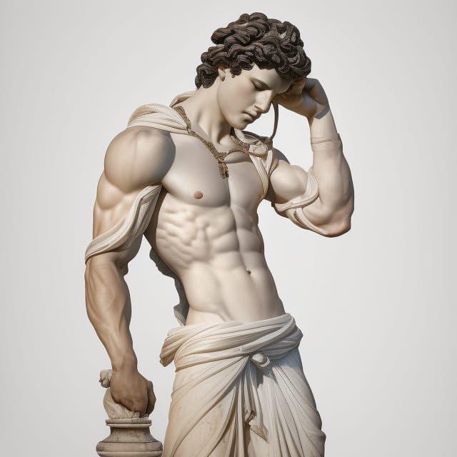 Hyperrealistic Marble Statue in Art Nouveau Style