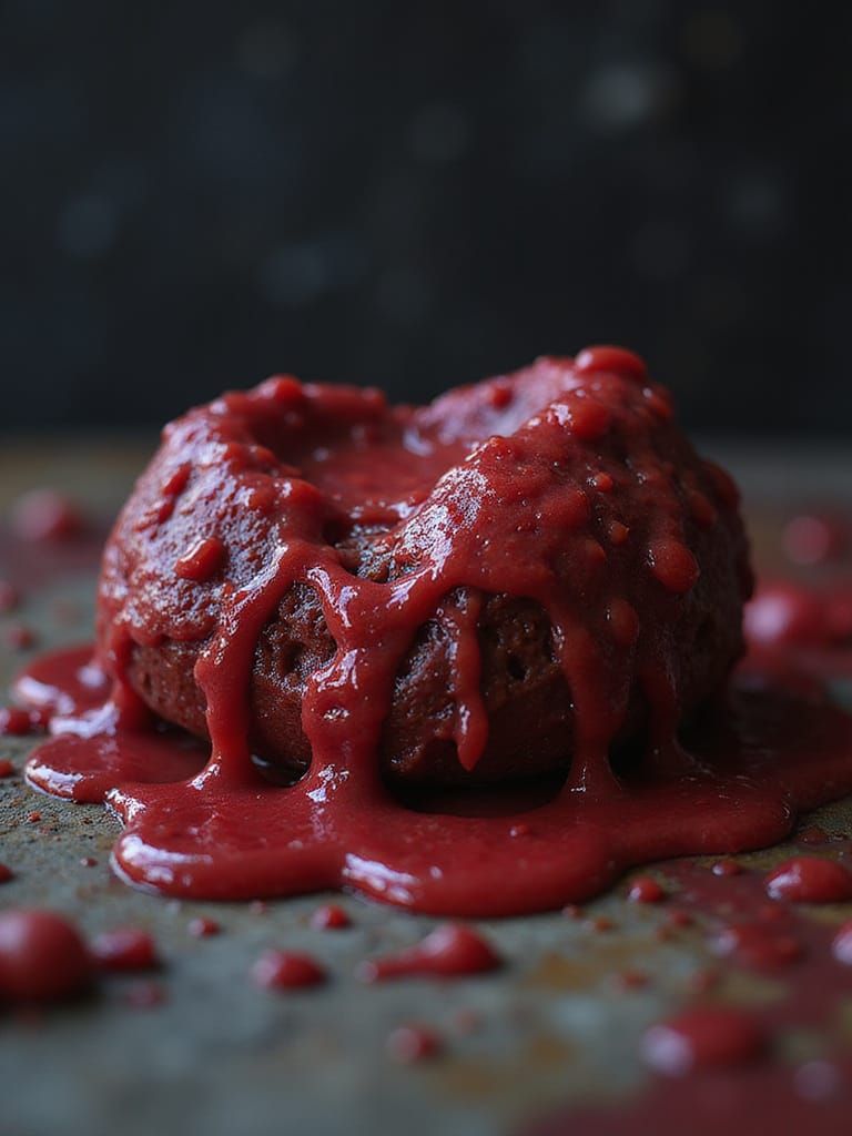Surreal Still Life: Crimson Lumps in Eerie Light
