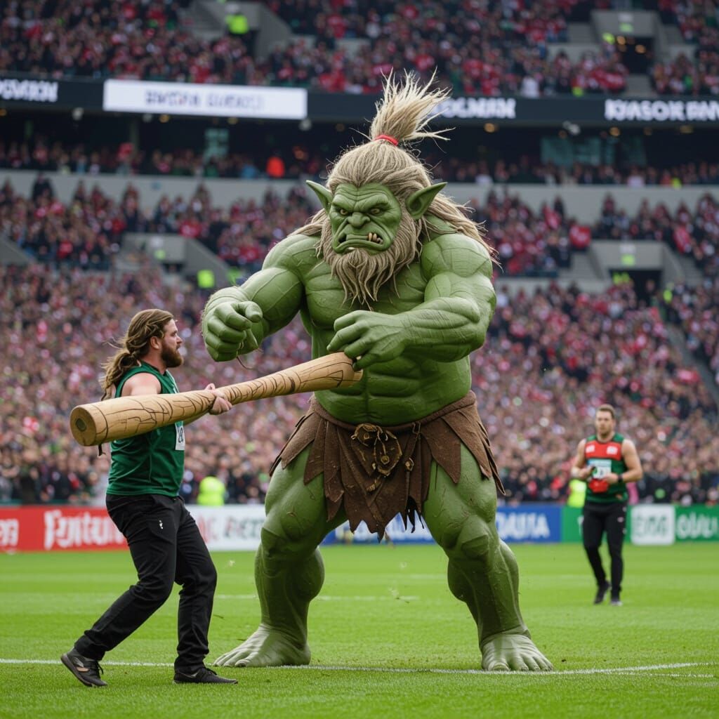 Caber Tossing Troll in Action