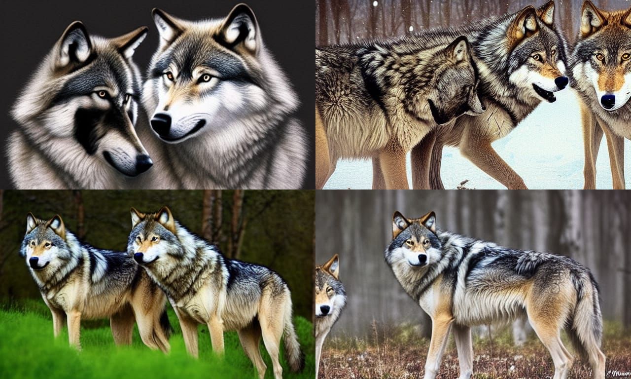 Wolves in Winter Forest