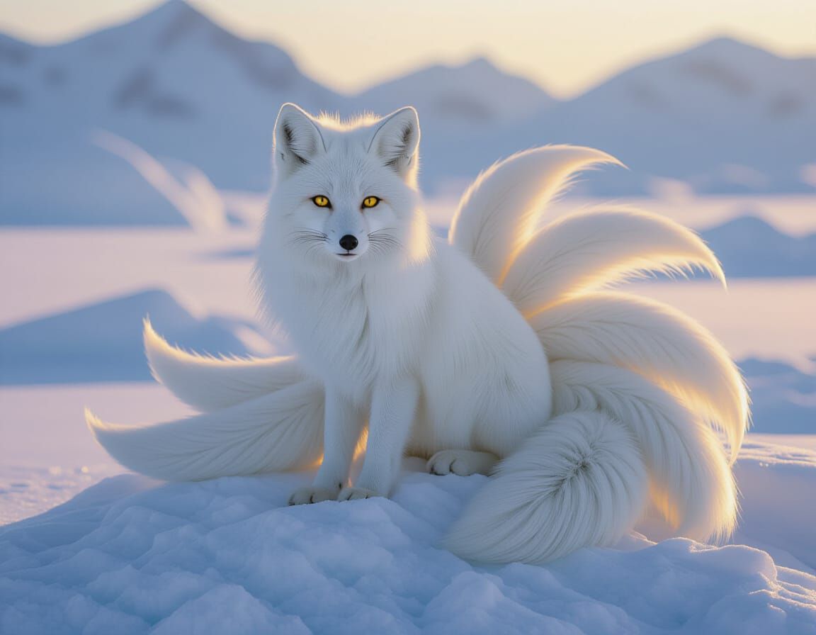 Mystical White Fox in Arctic Wilderness