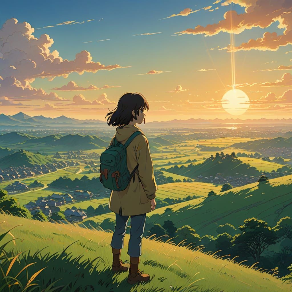 Anime Concept Art of Serene Morning in Studio Ghibli Style