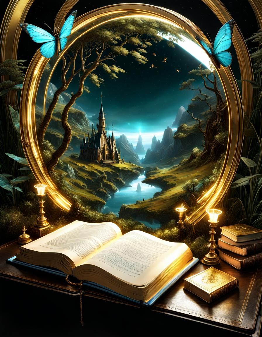 Bioluminescent Fairy Landscape Growing from Diary