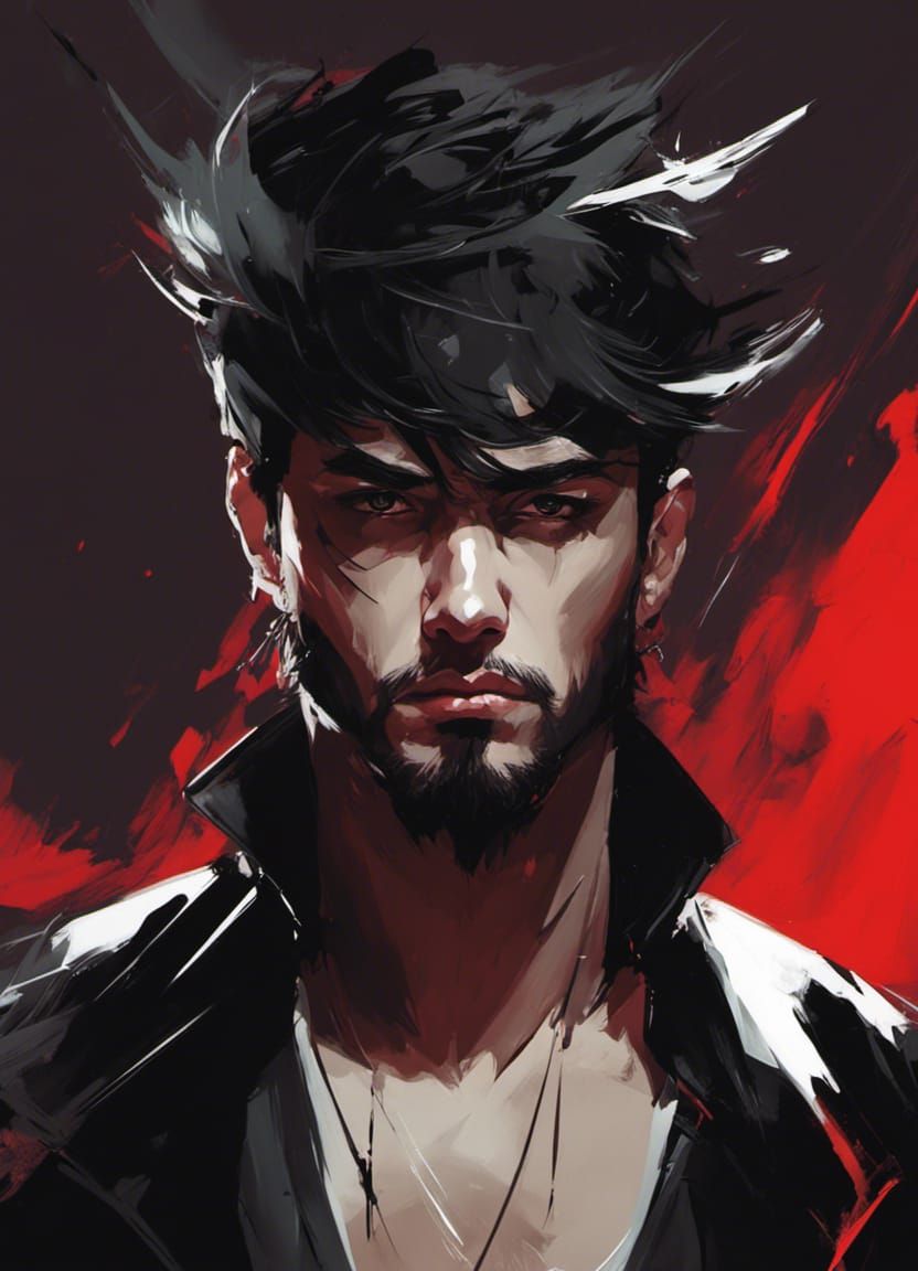 Acrylic Painting of a Beautiful Man in Pinup Pose