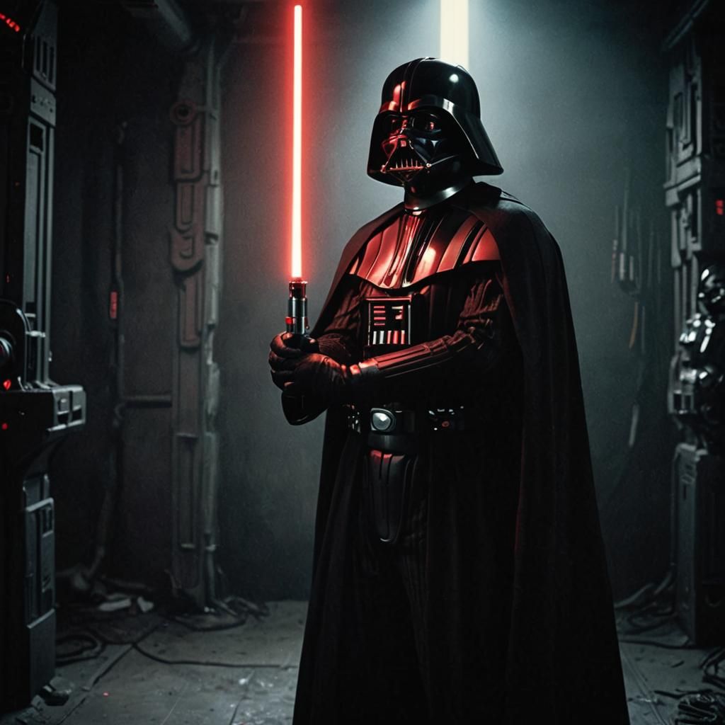 Darth Vader with Lightsaber: Cinematic Film Still