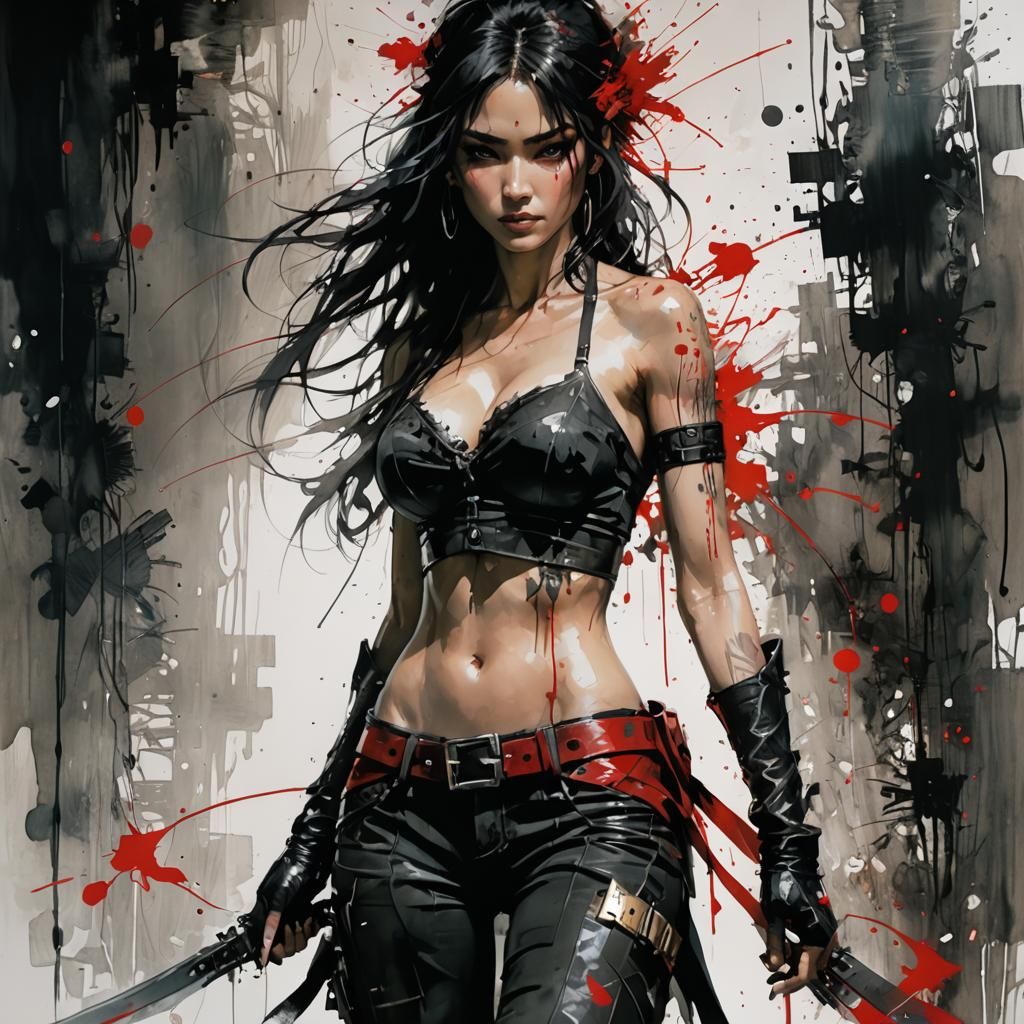 Exotic Woman in Red: Fantasy Illustration