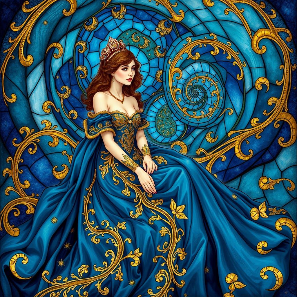 Royal Princess in Whirling Stained Glass Pattern
