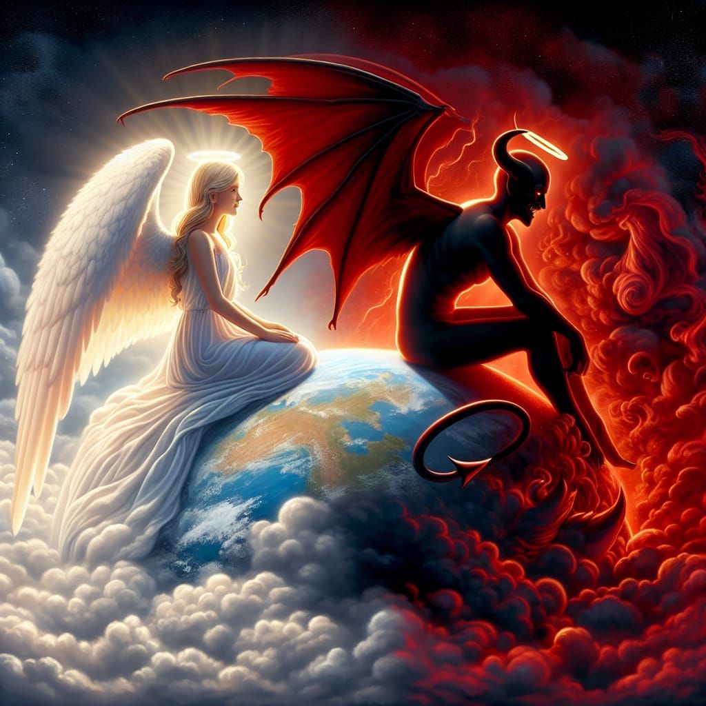 Angel and Demon United on a Cloud