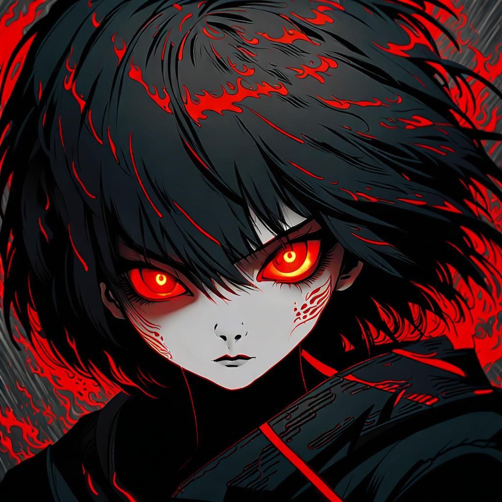 Cyberpunk Woman with Glowing Eyes Digital Portrait