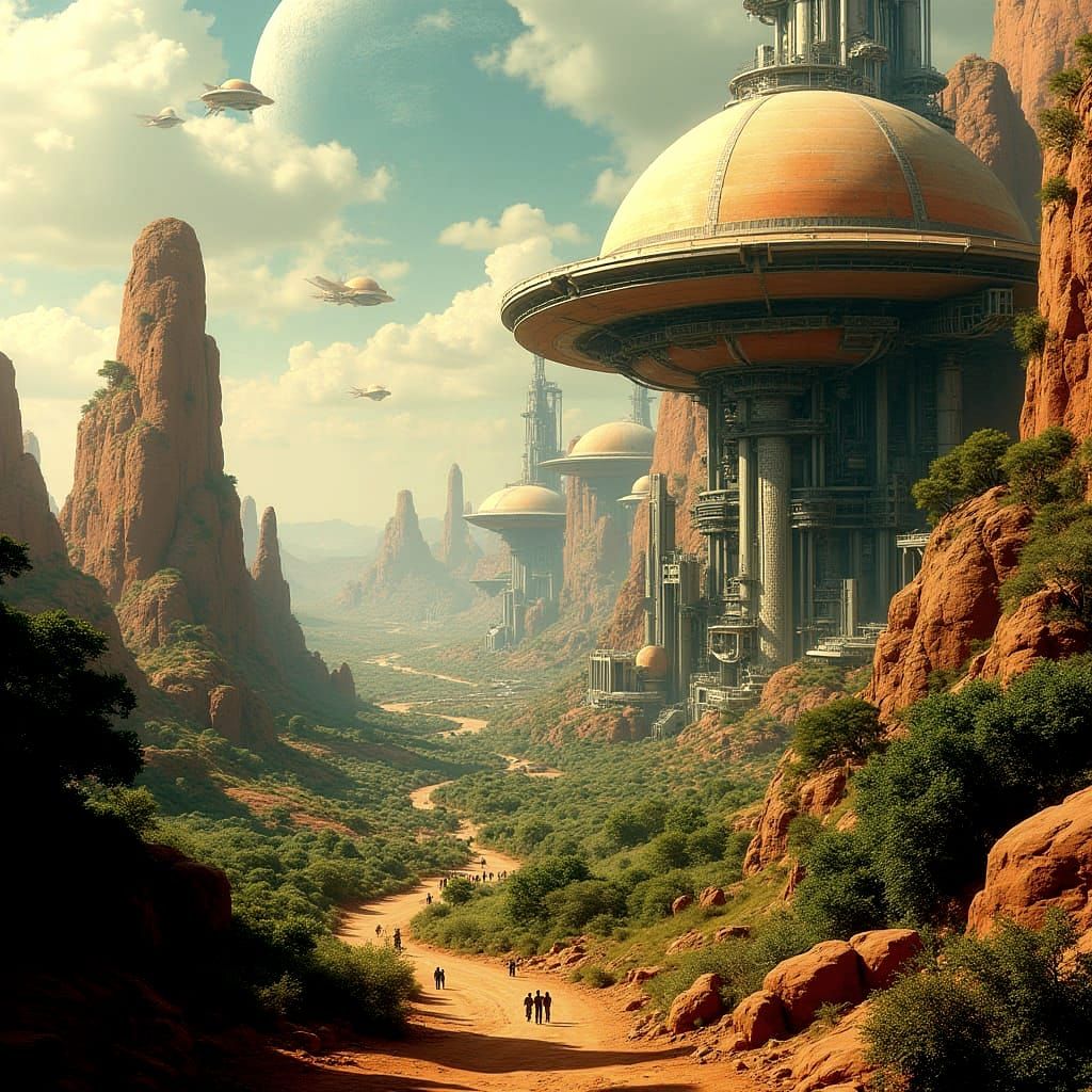 Barren Planet Habitat for Humans and Androids