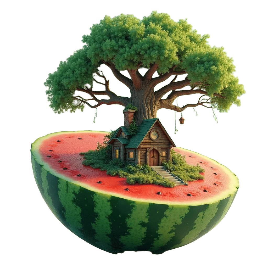 Old House on Watermelon Base: Fantasy Concept Art