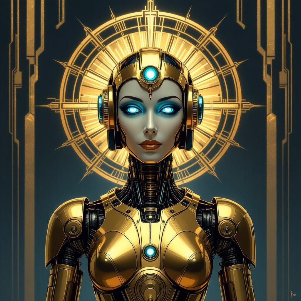 Art Deco Robot Maria: Gilded Prophet of Metropolis