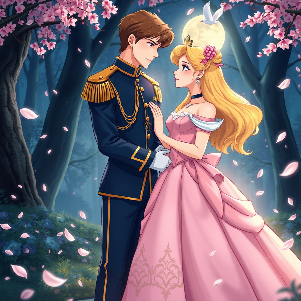 Princess Aurora and Prince Phillip in Anime Style