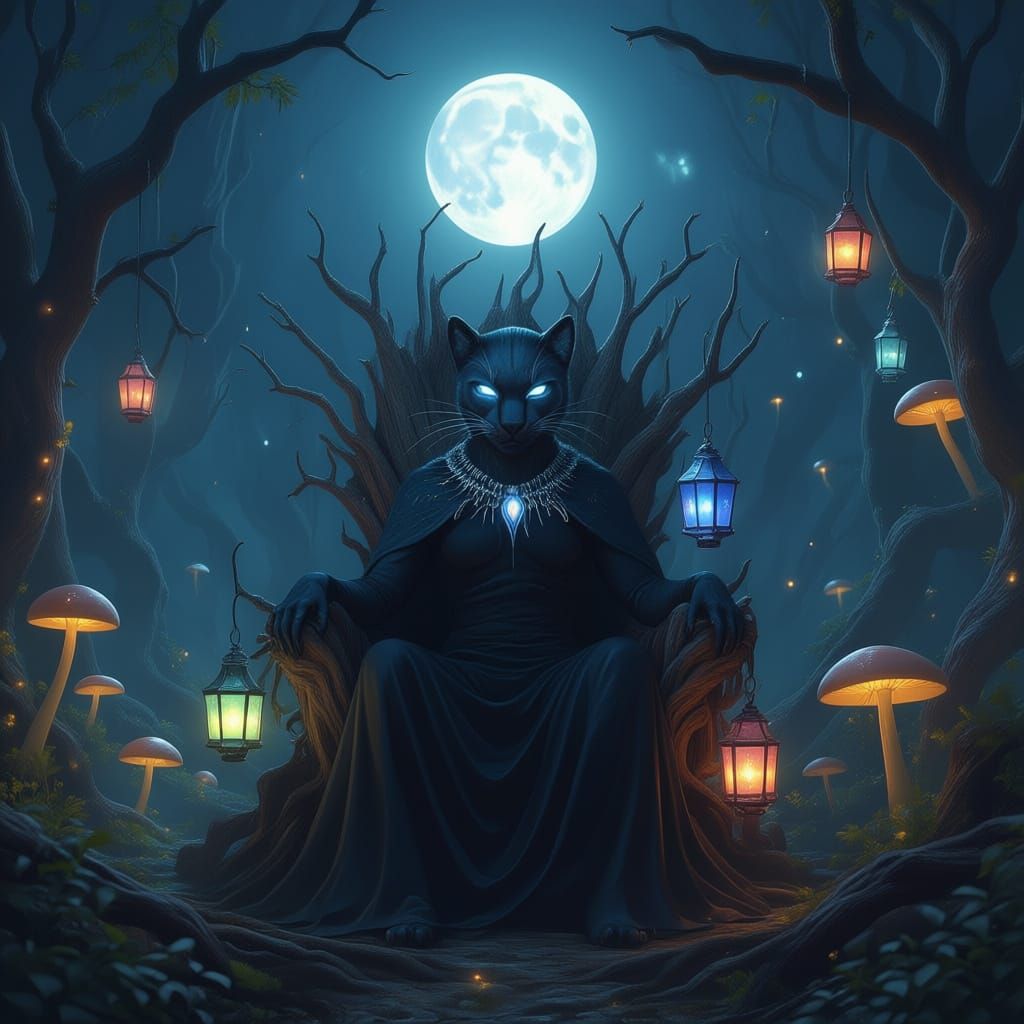 Blue Moon Lantern Festival in Misty Forest