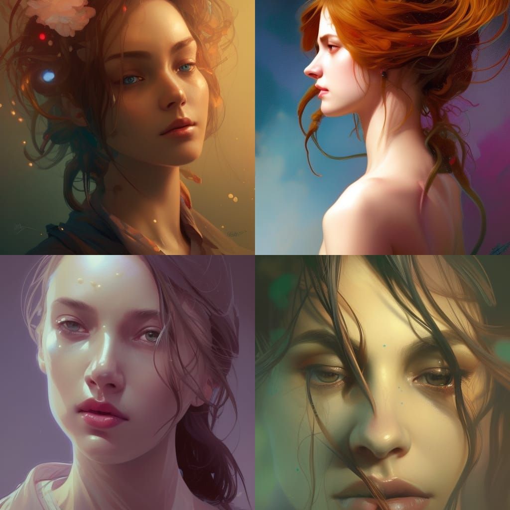 Romantic Kiss Portrait in Art Nouveau Style