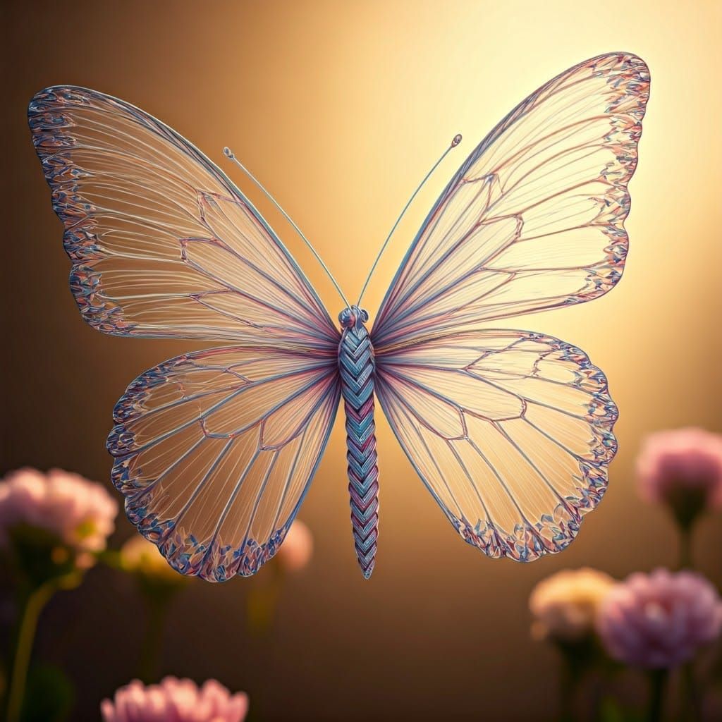 Ethereal Butterfly Sculpture in Pastel Hues