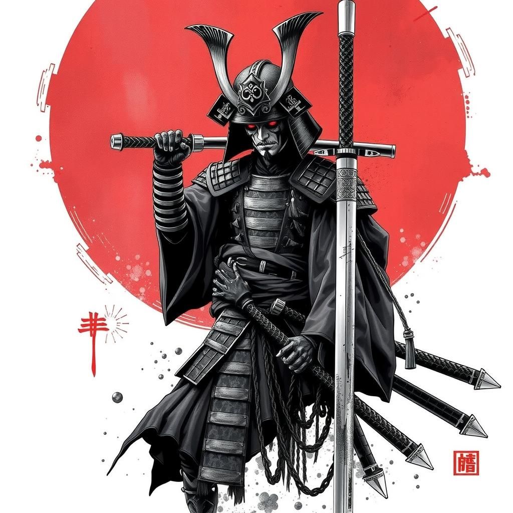 Gothic Samurai in Yoshitaka Amano Style