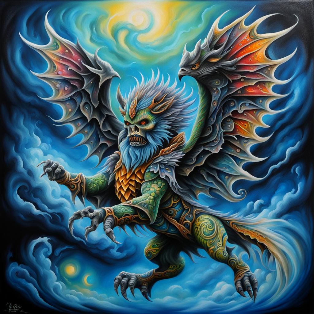 Fantasy Tattoo Design in Oil Painted Airbrush Style