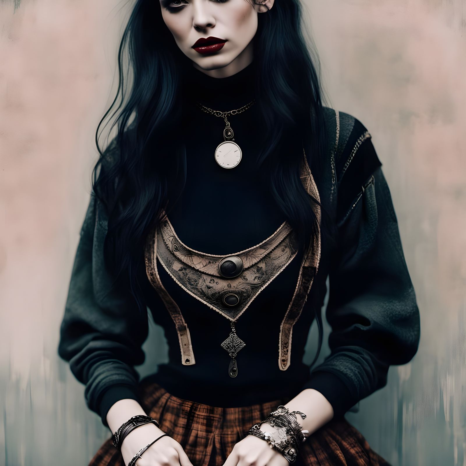 Mysterious Woman in Dark, Grungy Proportions